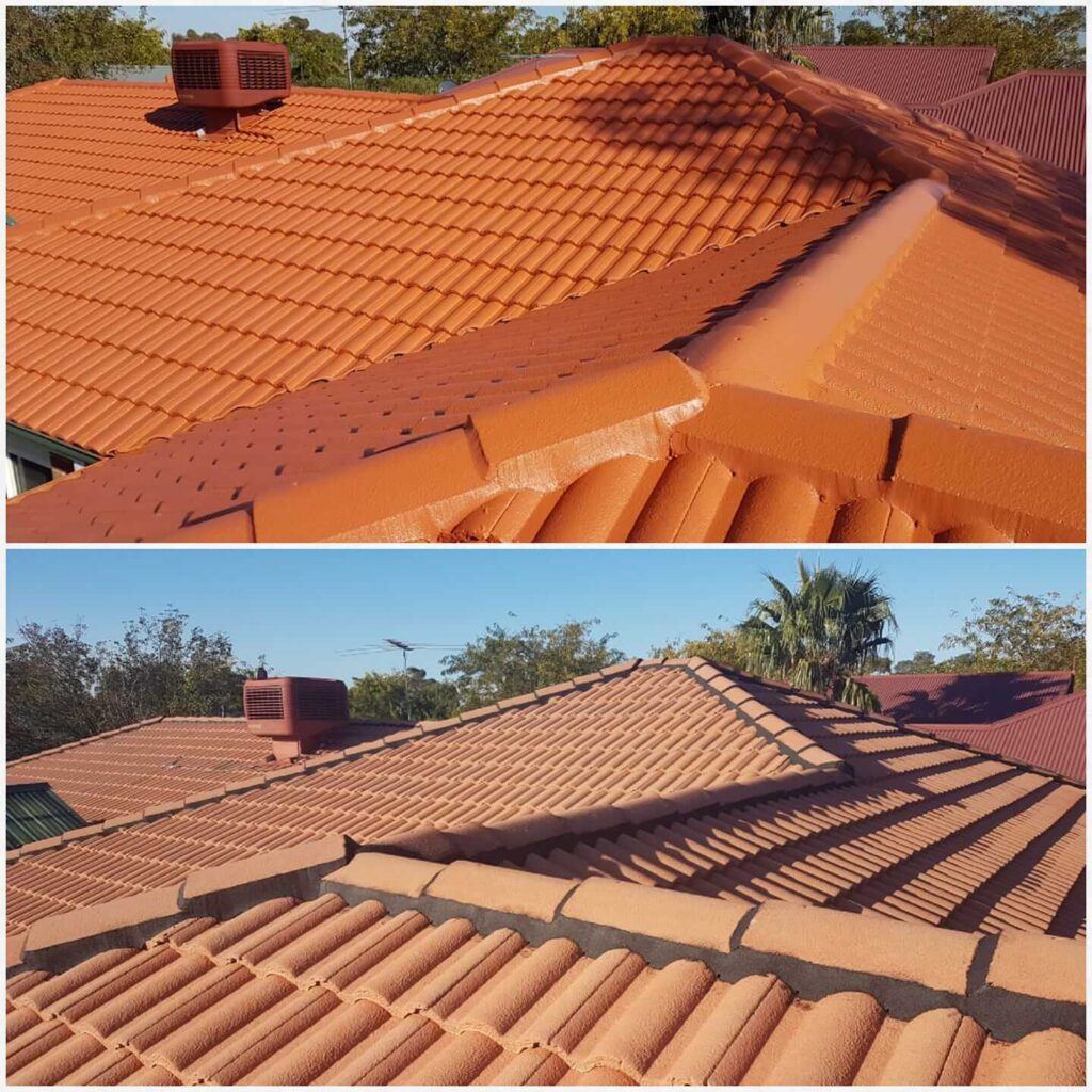 Before aand after colorbond roof cleaning by Brennan Roofing