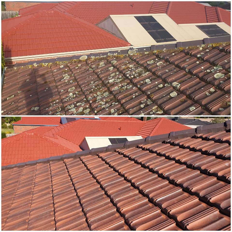 roof restoration lysterfield, before and after tiled roof restoration